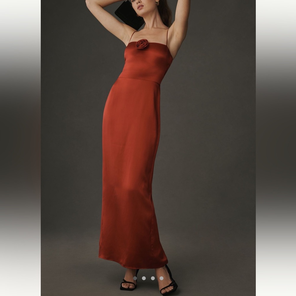 Reformation Frankie silk dress - Sangre rosette